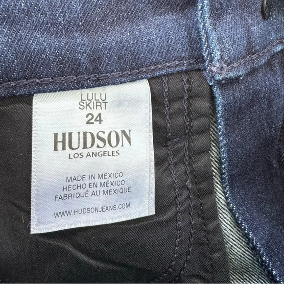 HUDSON Lulu Side Lace up Jean Skirt Distressed Hem Deep Dark Blue Size 24 NWT - Picture 10 of 15